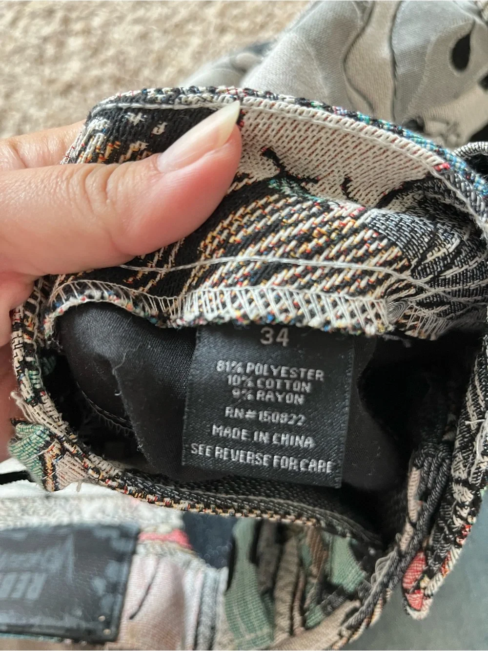 Rebel Vengeance Japanese Samurai and skull tapestry cargo pants